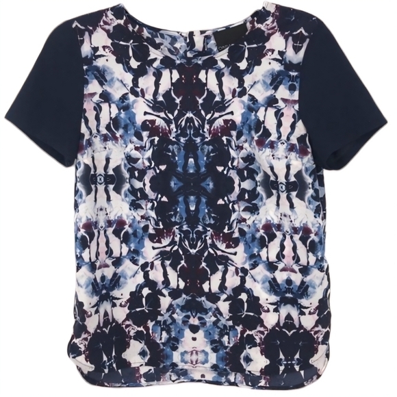 Cynthia Rowley Abstract Blue Floral Pattern Blouse Size S - Picture 4 of 11